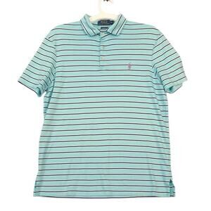 Polo Ralph Lauren Men's Turquoise Striped Classic Fit Soft Touch Polo SZ M